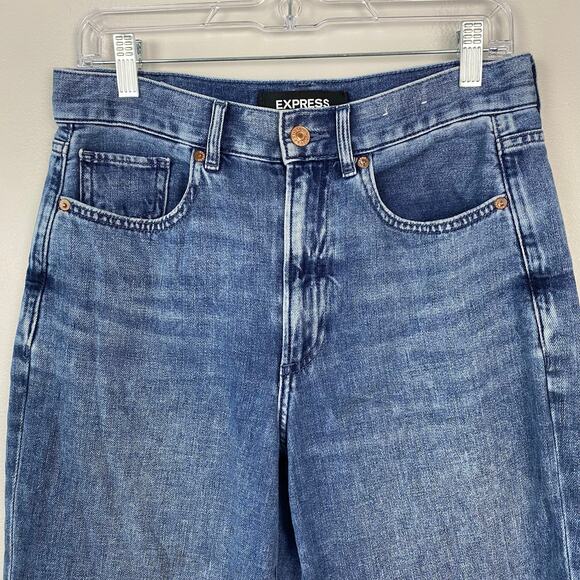 Express‎ Original Cropped Wide Leg Jeans High Rise Soft Stretch Denim Size 6 - Picture 2 of 8